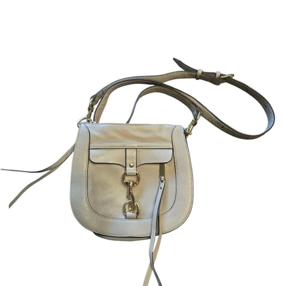 Rebecca Minkoff Dog Clip Saddle Bag Crossbody Adjustable White Leather